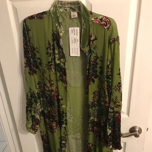 NWT Green Floral Duster, Size L